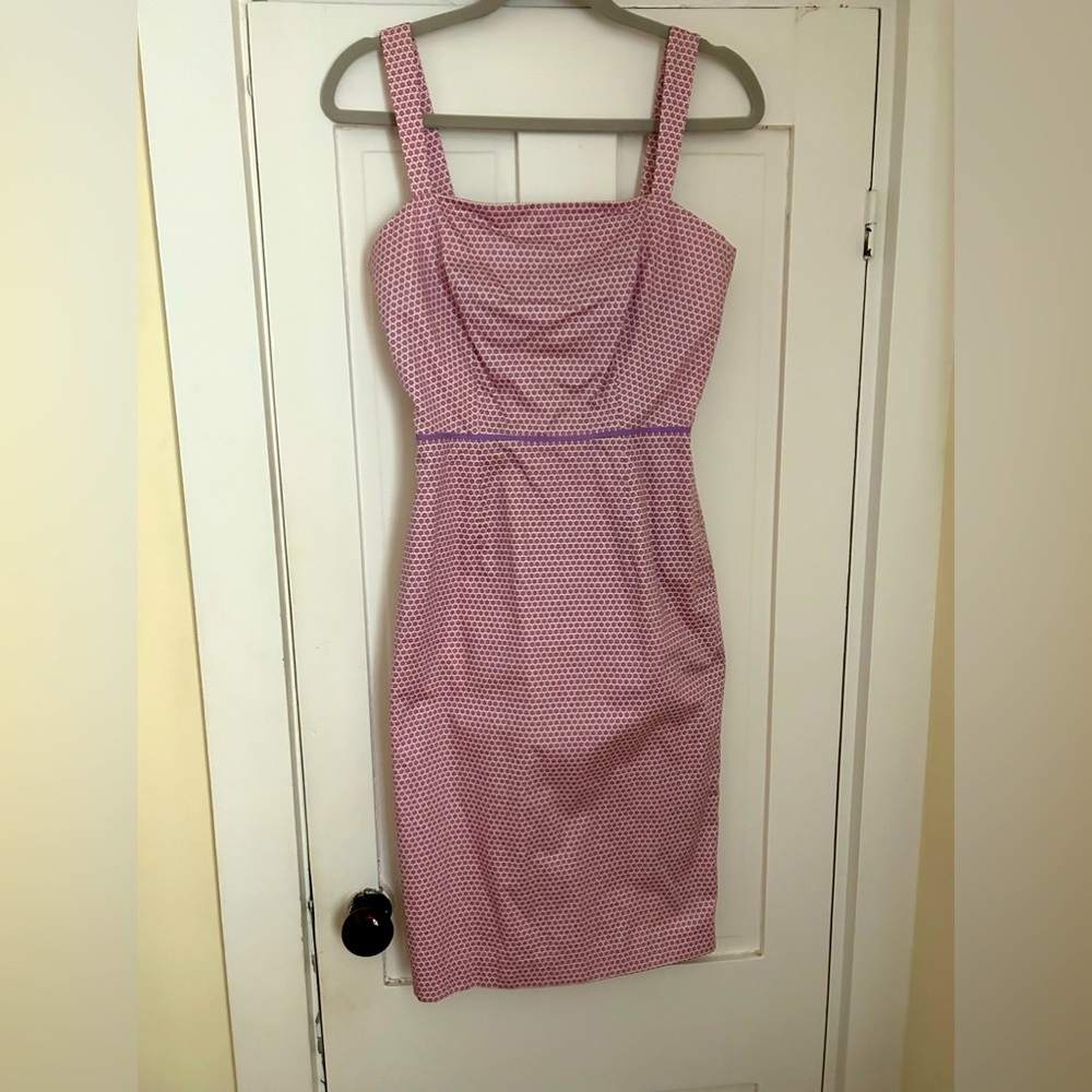 J Crew 100% cotton dress sleeveless, back zipper, kick pleat in back below knee